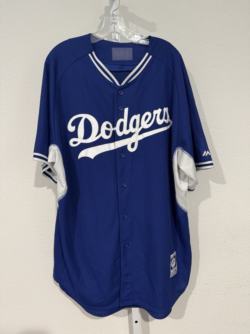 Vintage Los Angeles Dodgers MLB Baseball Majestic USA Button Up Jersey 52 2XL